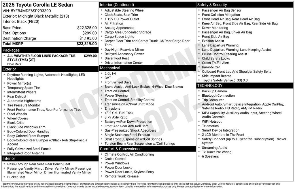 2025 Toyota COROLLA LE