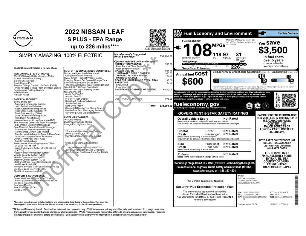 2022 Nissan Leaf S Plus