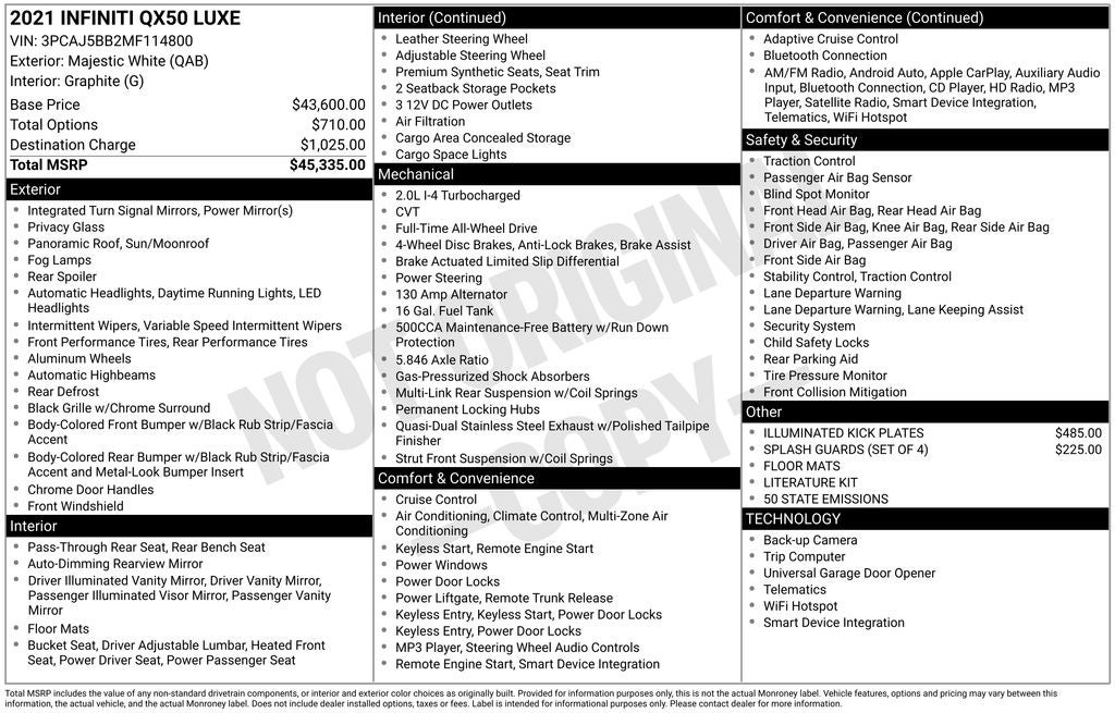 2021 INFINITI QX50 LUXE